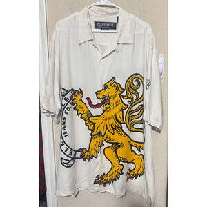 Vintage Pelle Pelle Shirt Mens XL Yellow Lion button up streetwear Hip-Hop Y2K